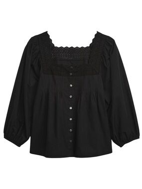 GAP Puff Sleeve Button Front Top Blouse Size Large NWT